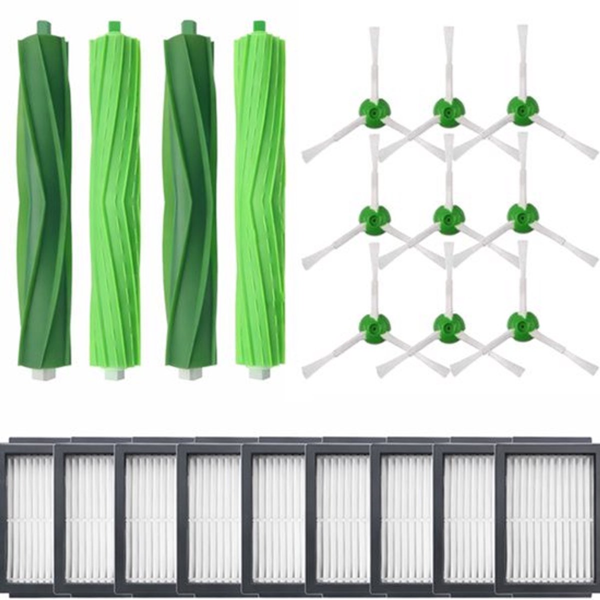 9x filter, 2x Hoofdborstel, 9x Zijborstel geschikt voor iRobot Roomba i7 en i7+ set