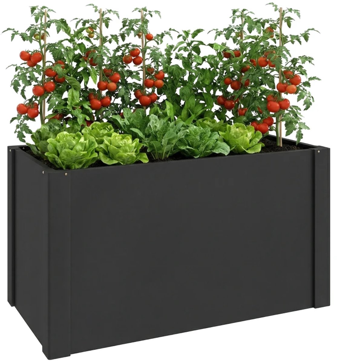 Grote Plantenbak - Verhoogd Tuinbed - Bloembak met Verstevigingsstang & Beschermhoezen - Plantenbed - Kweekbak - Moestuinbak - voor Buiten, Terras, Tuin & Balkon - voor Groenten, Bloemen & Kruiden - 102 x 52 x 55 cm - Zwart
