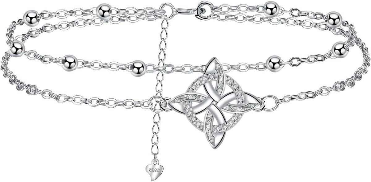 Dames Anklet - Enkelbandje Zilver - Stijlvol Accessoire - Echt Zilver - Verstelbaar - Zilverkleurig
