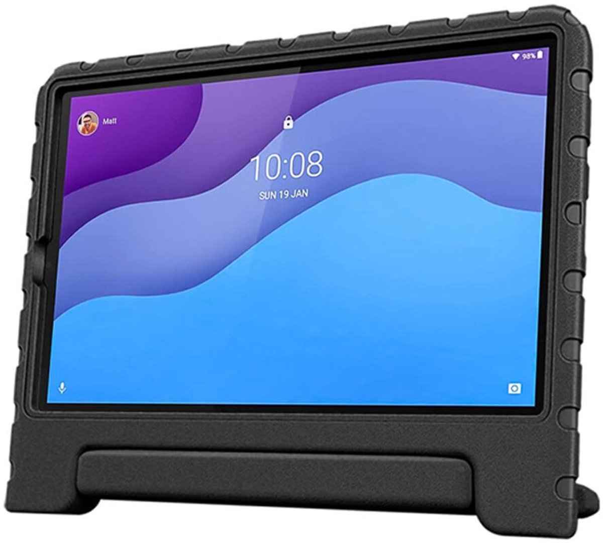 Kinder Tablethoes met Handvat Zwart Geschikt voor Lenovo Tab M10 (HD) Gen 1 - Tablethoes Kindvriendelijk - Beschermhoes voor Kinderen - Shockproof - met Standaard - Tegen Vallen