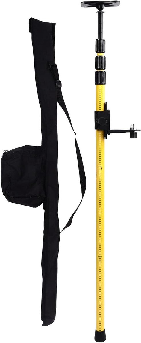 Telescopische Laser Paal - Laser Statief Meetpaal - Nivelleren Meten - Verstelbare Schroefdraad - 112-280 cm - Geel