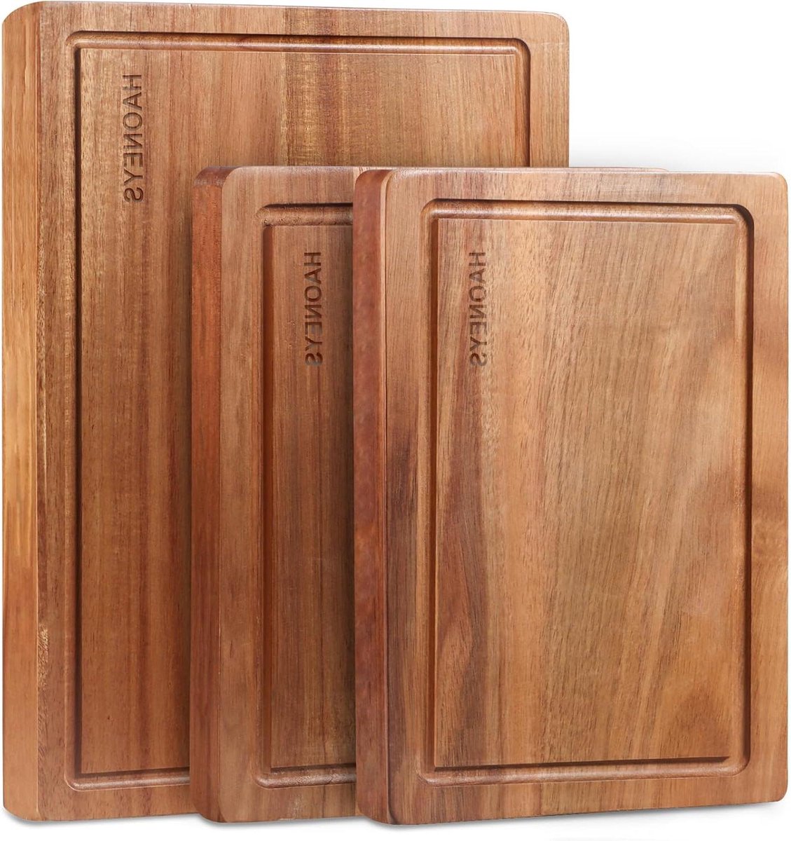 Snijplank Set - Houten Planken - Keukenwerk - Acaciahout - 3 Stuks - Houtkleurig