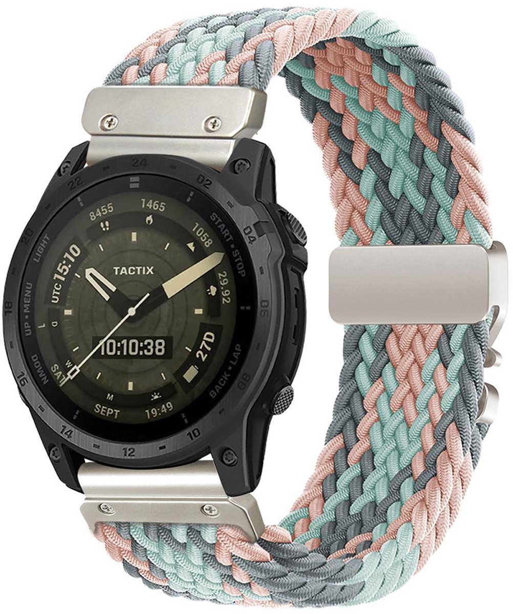 By Qubix - Braided nylon band met parachute sluiting - Multicolor Pastel - Geschikt voor Garmin Quatix 8 - 51mm