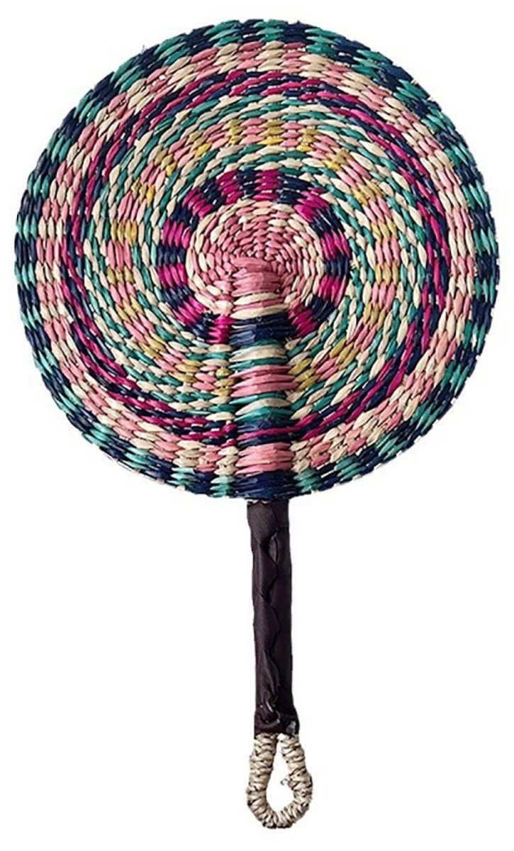longziming -Handgeweven Zeegras Waaier - Natuurlijke Rieten Fan - Boho Decoratie - Handgemaakt Ontwerp - Veelzijdig Gebruik - Natuurlijk Zeegras - Duurzame Constructie - Geen Onderhoud Nodig - 1 Stuk