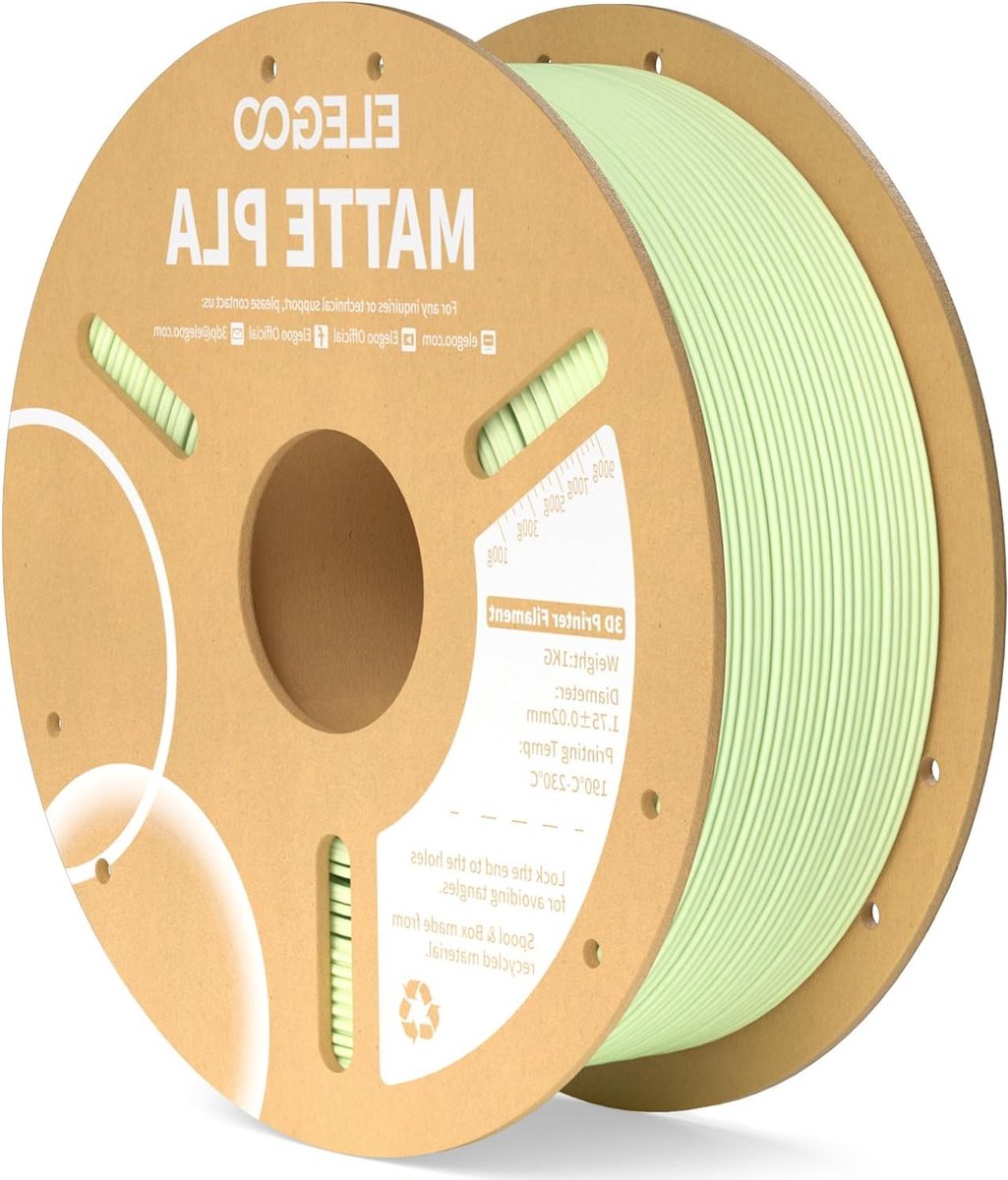 PLA Filament - 3D Printer Draad - 3D Printen - Mooie Matte Afwerking - 1.75 mm - Mintgroen