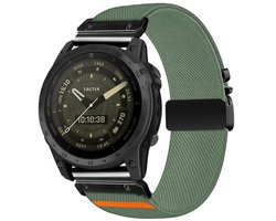 By Qubix - Geschikt voor Garmin bandje - 22mm Quickfit - Nylon bandje met parachute sluiting - Groen - Geschikt voor Garmin Forerunner 745 / 935 / 945 / 955 / 965