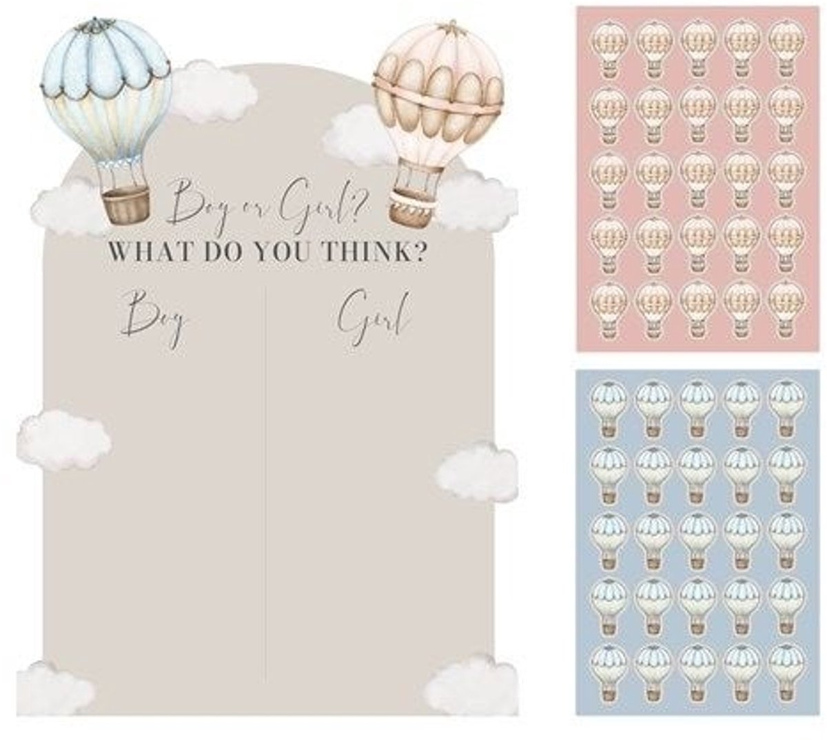 Stembord Baby Balloons Gender Reveal Classic