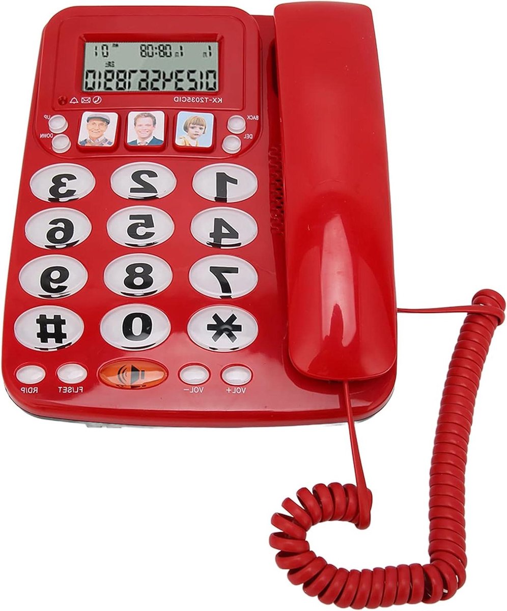 Vaste Telefoon - Huistelefoon - Thuisgebruik - Nummerherkenning - 22 cm - Rood