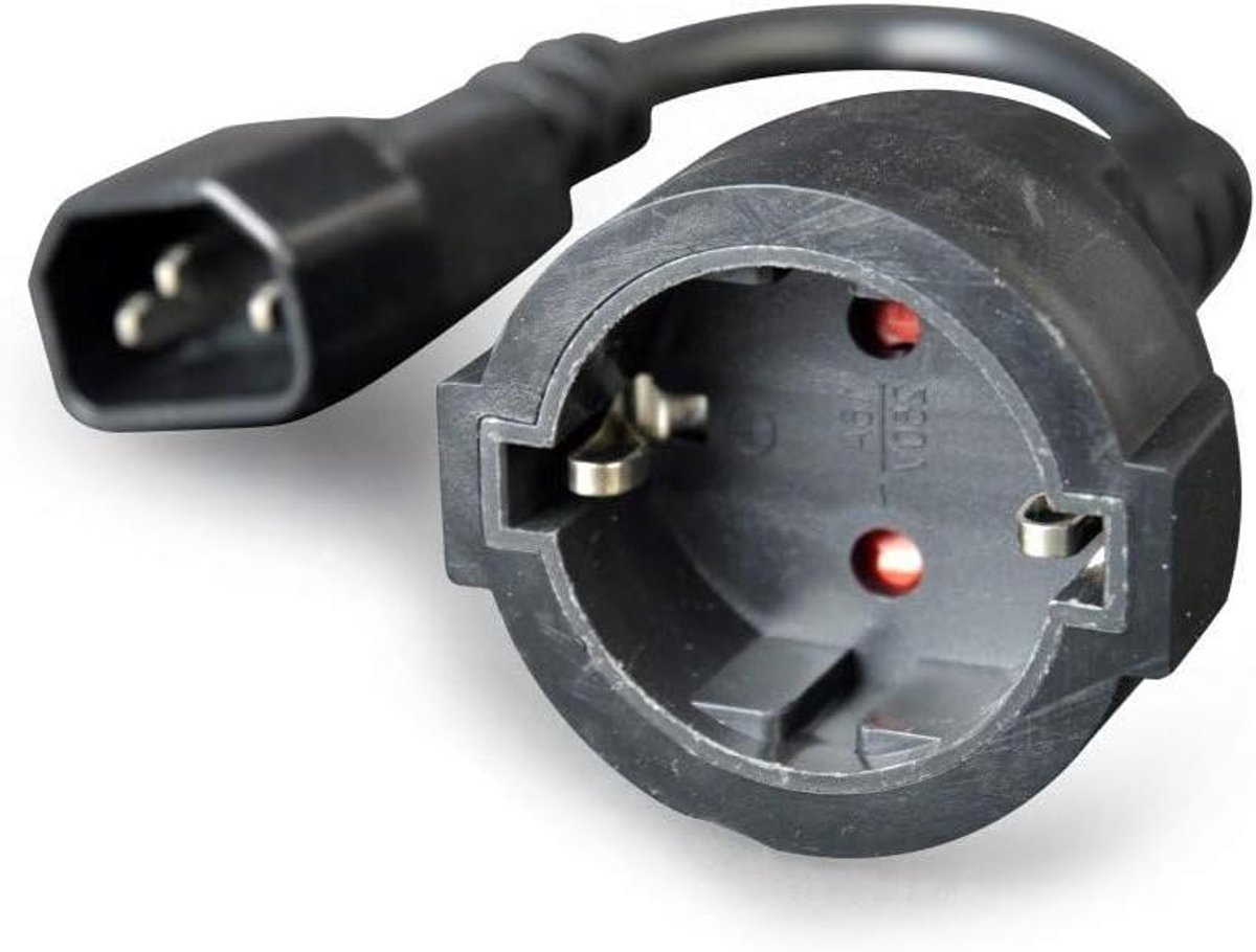 Voedingskabel Adapter - Verlengkabel Stroom - Apparaten Aansluiten - C14 naar Schuko - 100 Watt - Zwart