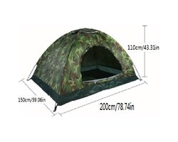 Tent-Camping tent-(2-3Persoons)-(200x150x210)cm Woodland Patroon- Opvouwbaar, Mesh Ventilatie, Weerbestendig- Ideaal voor Alle Seizoenen.