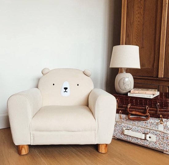 Atmosphera Fauteuil Enfant Ours Beige - Siège Douillet Oreilles D'Ours Pour Chambre D'Enfant H 43 Cm