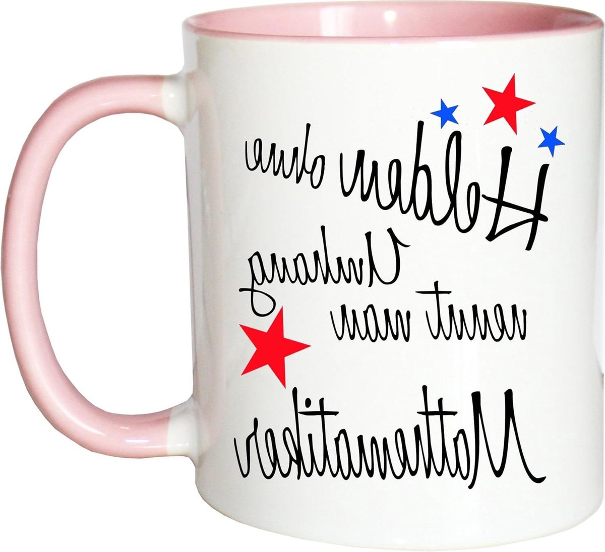 Koffiemok - Them mok - Dagelijks gebruik - Dubbelzijdig bedrukt - 330 ml - Wit roze