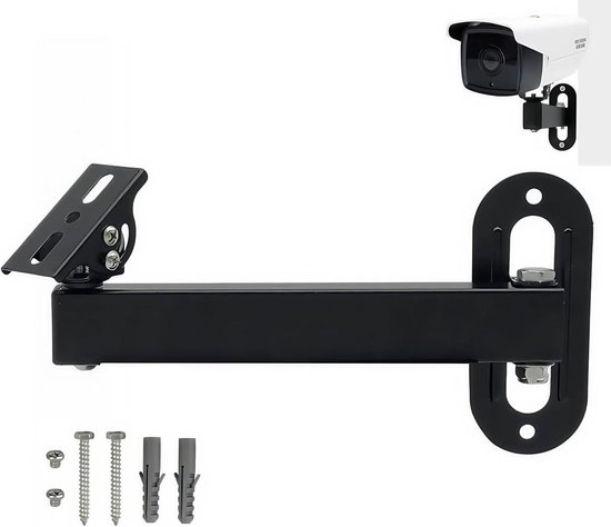 Projector muurbeugel 180° draaibaar zwart, camera houder, metalen beugel 7,5 kg draagvermogen, 20 cm lang