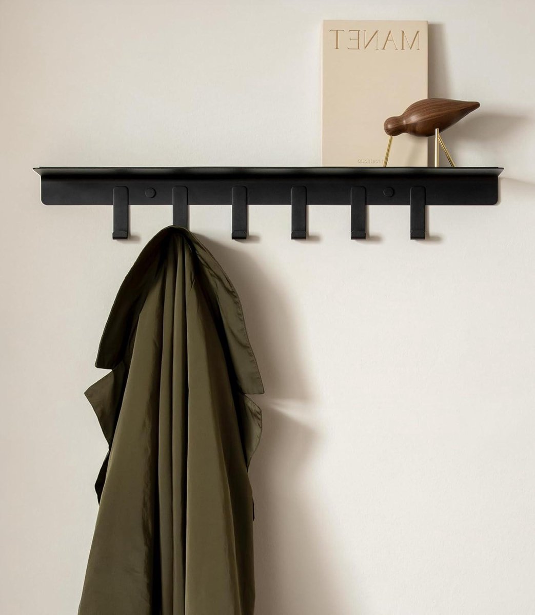 Wandgarderobe met Plank - Kapstok Muur - Entree Organiseren - Massief Metaal - 70 x 10 x 2