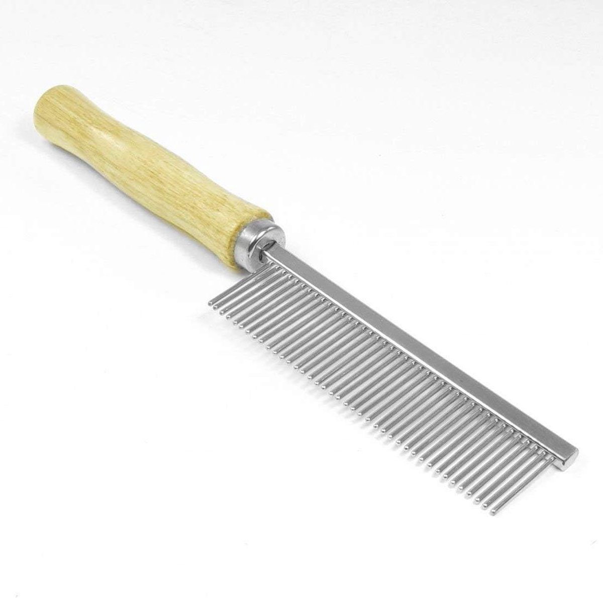 Huisdier Kam - Verzorging Hark - Vacht Onderhoud - Houten Handgreep - 19.5 cm - Zilver Hout