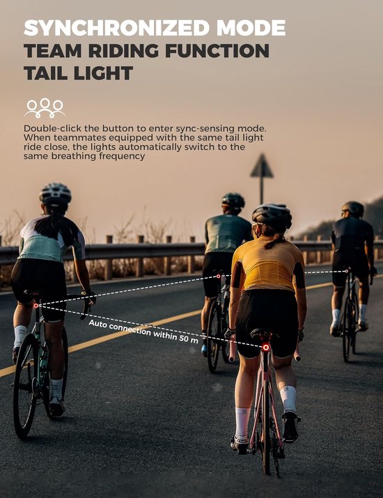 Fiets Achterlicht - Fietslamp Rem Sensor - Veilig Fietsen - Slimme Rem Sensor - 40x34x34 mm - Zwart — afbeelding 3