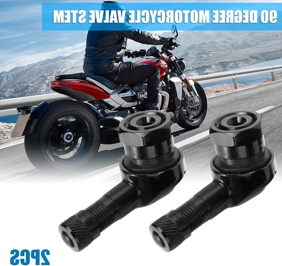 Set van 2 Aluminium Ventielstangen voor Motorfietsen, Stofdichte Ventieldoppen en Accessoires