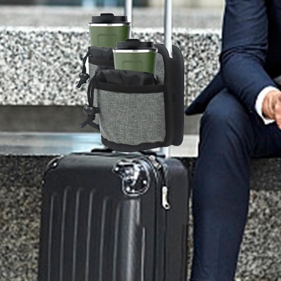 Verstelbare Luggage Cup Holder Sleeve met Divider voor Flessen en Koffers - Ideaal voor Reizigers en Stewardessen, Grijs — afbeelding 5