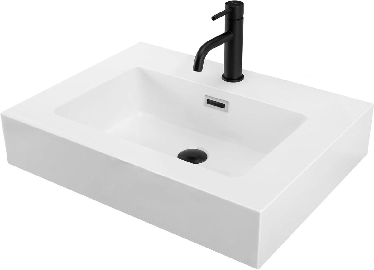 Wastafel Op Aanrecht - Opbouw Waskom - Badkamer Vernieuwen - Modern Uniek Ontwerp - 61x46x12cm - Wit