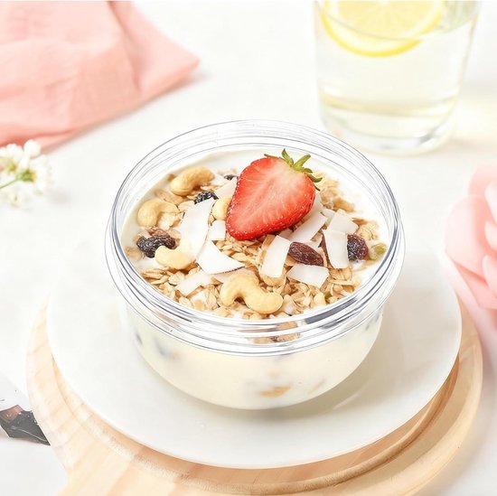 Muesli beker - Yoghurt beker to go - Overnight oats beker - Lunchbeker - Lekvrij - Met deksel - Herbruikbaar - Voor werk, school en onderweg - Grijs — afbeelding 5