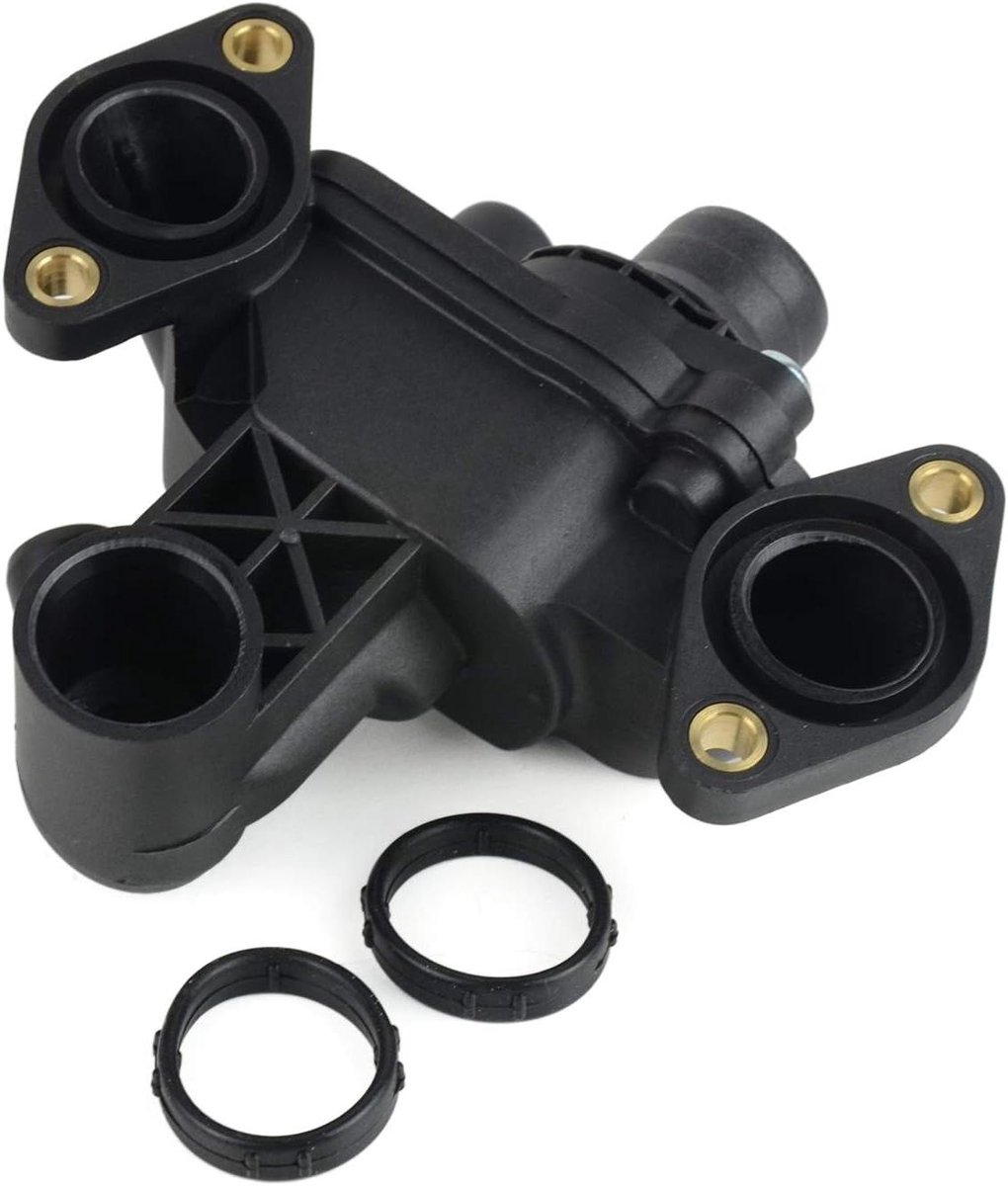 Koelvloeistof Thermostaathuis - Thermostaat met Afdichting - Motoronderhoud Voertuig - Inclusief Afdichtingsring - 15.8 x 15.5 x 9.4 cm - Zwart