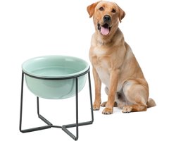Verhoogde keramische hondenkom met metalen standaard - Perfect voor voedsel en water - Ideaal voor middelgrote en grote honden - 1400ml capaciteit, antislip en stijlvol ontwerp