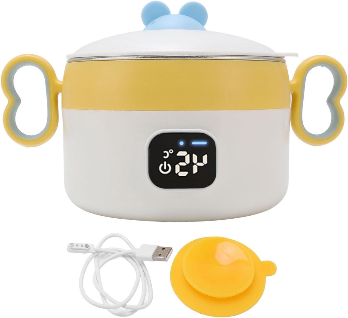 Isolerende Voedselwarmerschaal van RVS, 450ml, Elektrische Lunchbox voor Kinderen, Ideaal voor Thuis en Reizen, Warmhoudfunctie, Perfect voor Maaltijden en Tussendoortjes