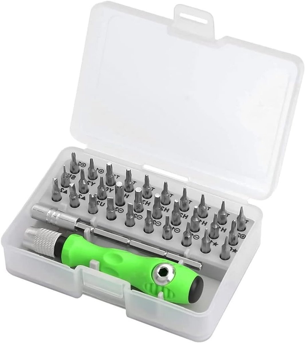 32-in-1 Mini Schroevendraaierset voor Horlogemakers en Reparaties van Mobiele Apparaten, Tablets en Brillen, Inclusief Diverse Accessoires en Gereedschappen
