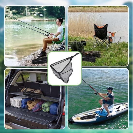 Vouwbare Vissen Net - Driehoek 90 cm met Rubber Landing Net - Telescopisch voor Buiten - Vogel Vissen - Forel - Aquarium - Karper - Vissen Benodigdheden - Visgerei — afbeelding 5