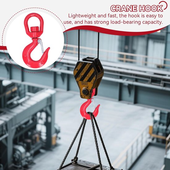 Swivel Hook 1T Capaciteit - Zware Duurzame Swivel Eye Haak - Lifting Hook - Sling Hook - Rood — afbeelding 3
