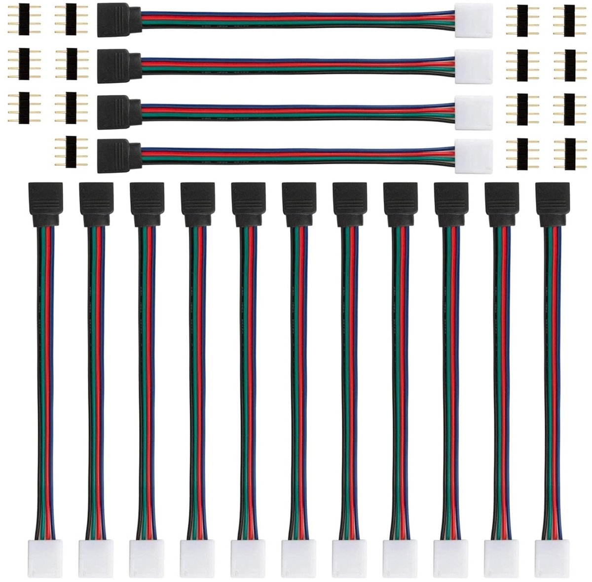 15 Stuks RGB 5050 LED Verbindingskabel met Snelle Koppeling en Hoekconnector voor LED Strips
