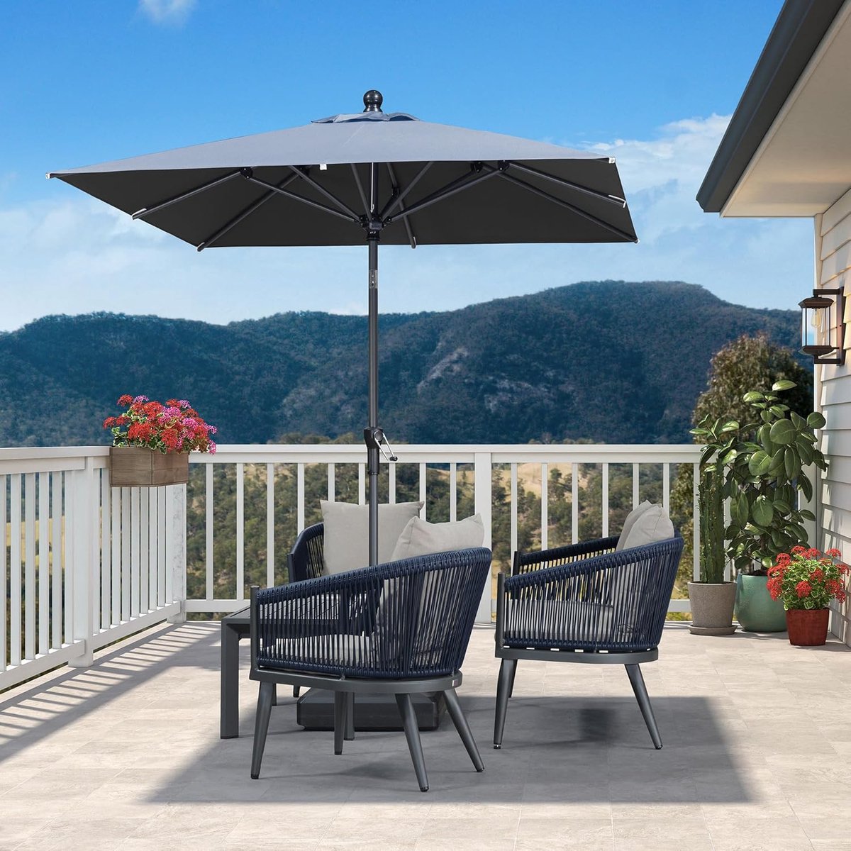 Tuinparasol 200x200 cm Rond – Kantelbaar met Zwenkfunctie, UV-Bescherming, Waterafstotend Polyester, Aluminium Frame – Lichtgrijs – Nicolehome
