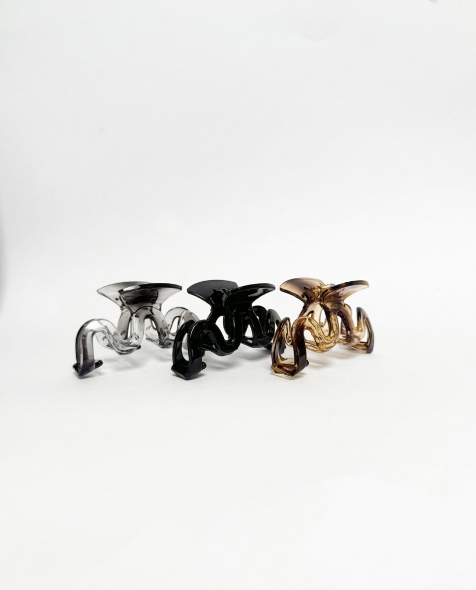 Beau by Ava Haarclip Swirl Grijs, Zwart en Bruin 3 stuks