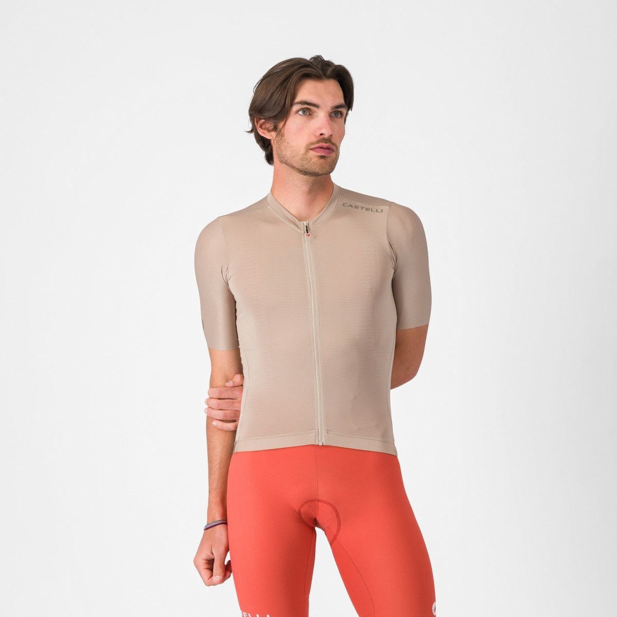 Castelli Espresso 2 Korte Mouw Wielertrui Beige L Man