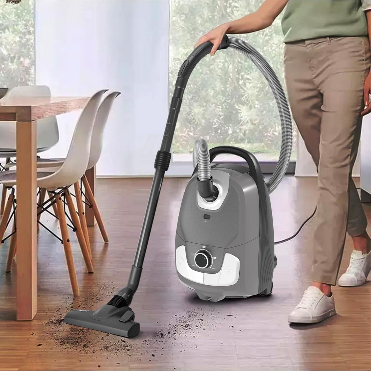 Aurixi® Karcher - Karcher Stofzuiger - Bouwstofzuiger - Festool Stofzuiger - Bouwstofzuiger Zonder Zak - Grijs - 33cm x 31cm x 53cm thumbnail 5