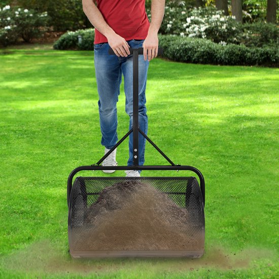 Compost Strooier 80L - Gazon Strooier & Meststrooier - Tuinstrooier voor Compost, Graszaad & Mest - Stalen Constructie - Tuin Strooiwagen van Merkloos	 — afbeelding 5