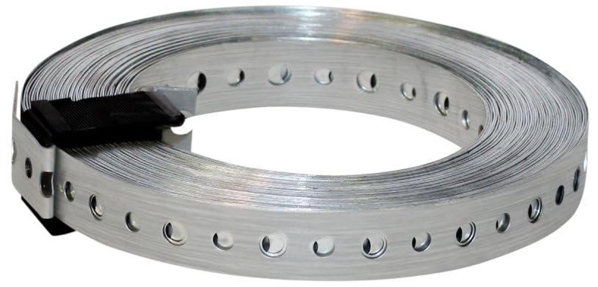 Montageband Staal - Gatband Bevestiging - Constructie Bevestigen - Hoge Corrosiebestendig - 25 Meter Rol - Zilver