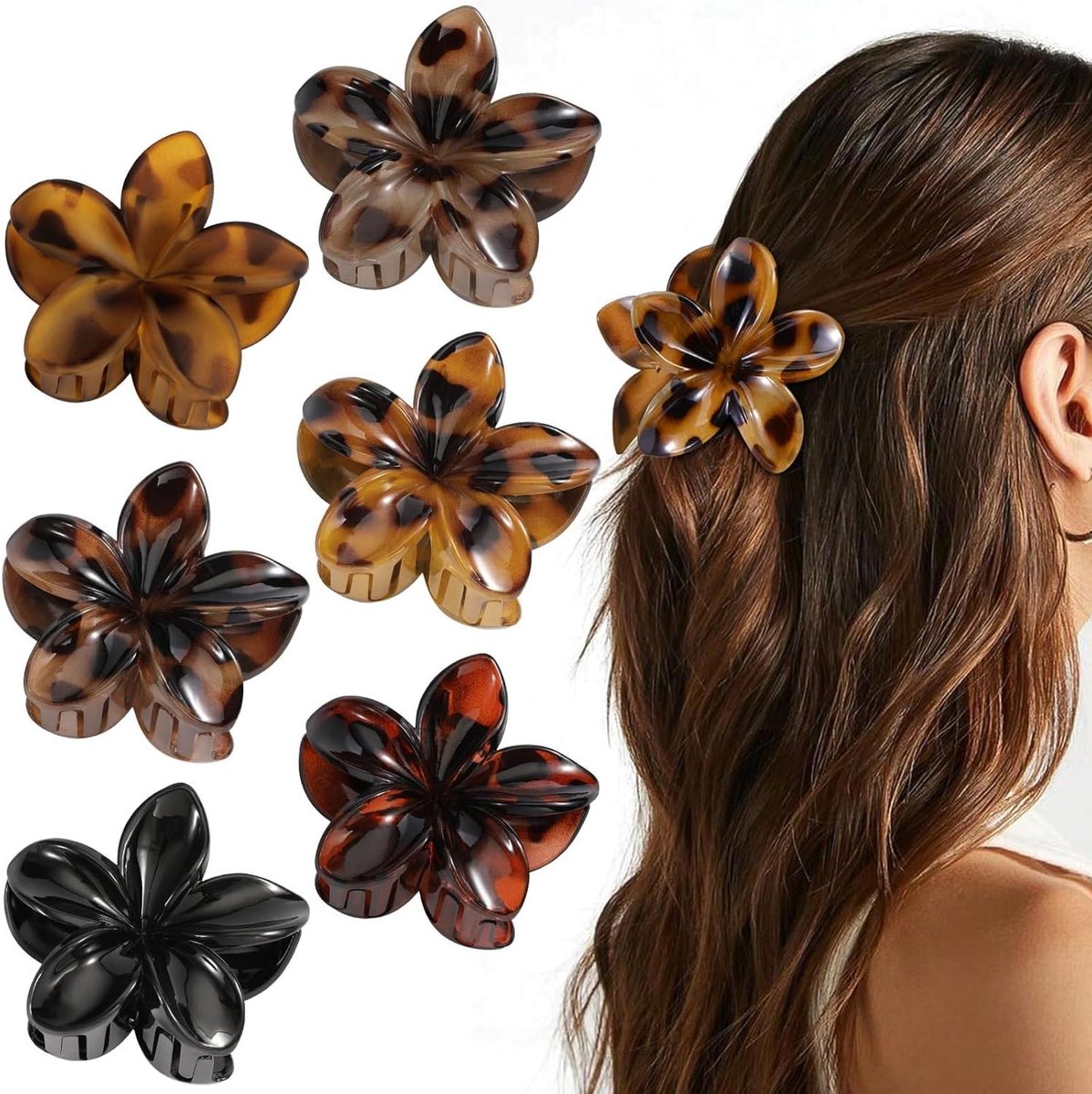 Haarspeld Bloem - Haarsieraad Set - Dagelijks Gebruik - Antislip Ontwerp - 6 Stuks - Helder