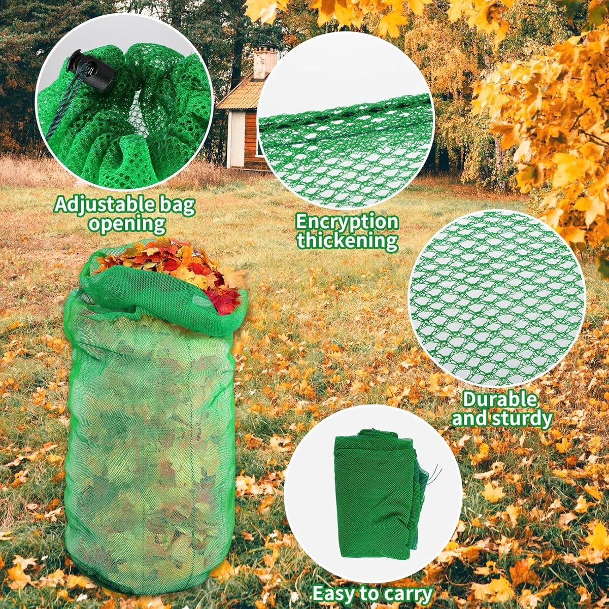 Tuin Afvalzakken - Opvangzakken - Tuinonderhoud - Duurzaam Polyamide - 3 stuks - Groen