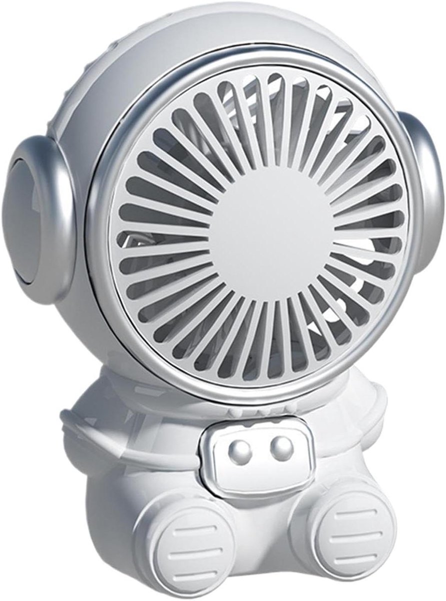 Astronaut Bureauventilator - Mini Ventilator - Persoonlijke Koeling - Stil Luchtstroom Ontwerp - 76 x 102 x 76 cm - Zilver