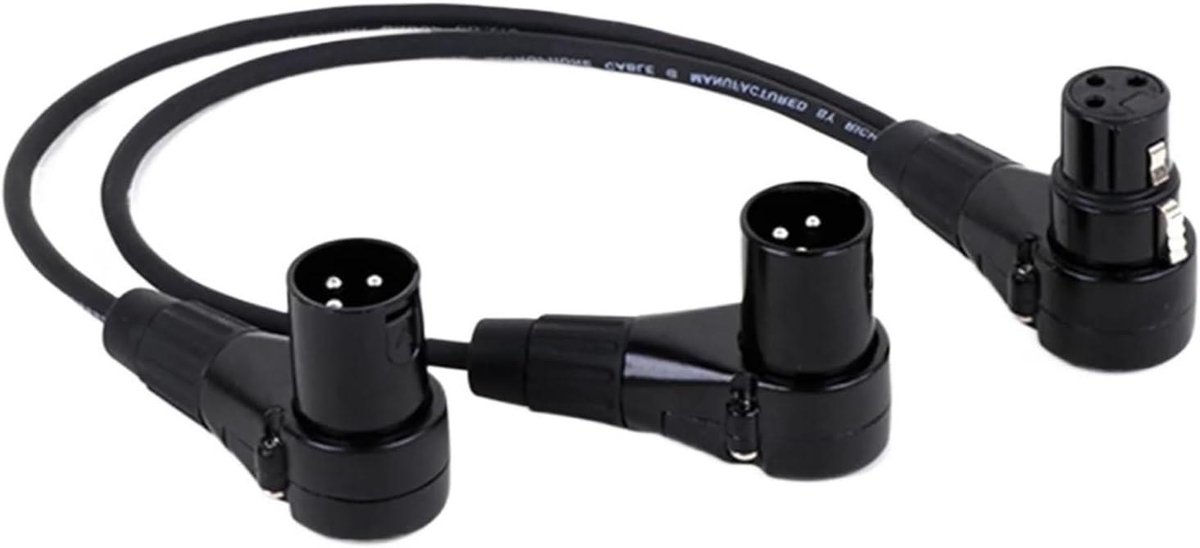 Audio adapterkabel - XLR Y-kabel - Audio overdracht - Haakse aansluiting - 02 meter - Zwart