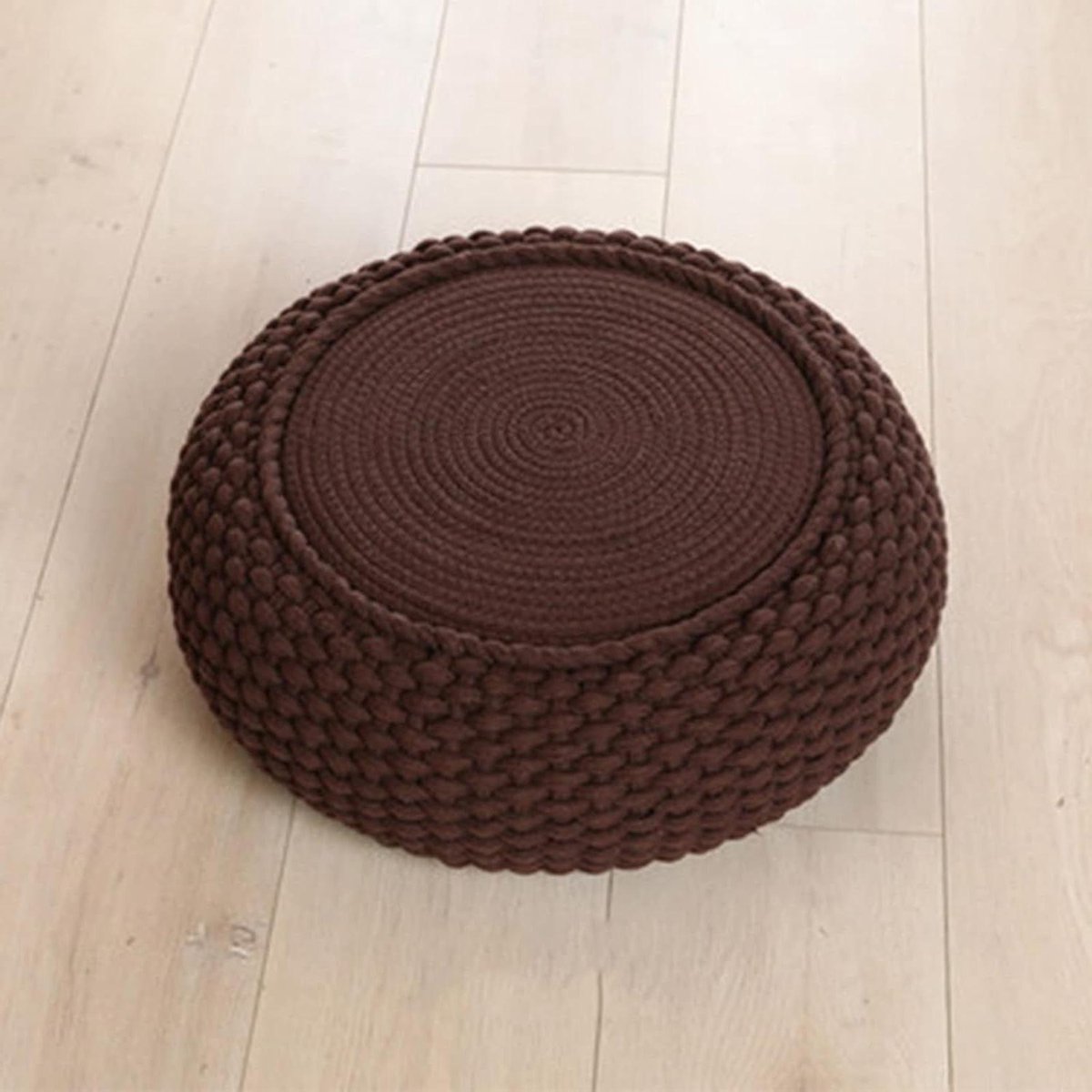Zitpoef Katoen - Voetenbankje Poef - Ontspannen Zitten - Handgeweven Design - 17x40cm - E