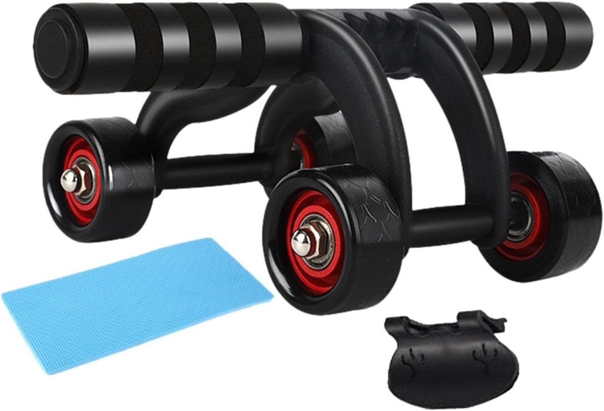 Buikwielroller - Buikspierroller Core Trainer - Core Training - Vierwiel Stabiliteit - 150 kg Laadvermogen - Zwart