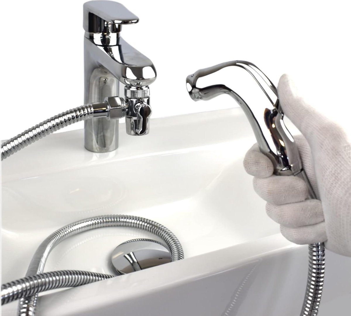 Draagbare Douche Set - Reis Douche - Hygiëne Onderweg - Aansluiting Op Kraan - 2 Meter Slang - Chroom