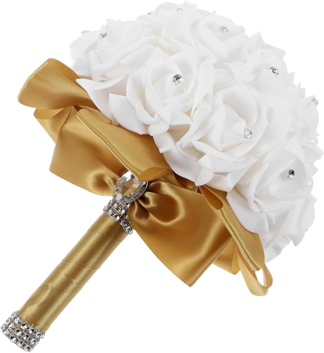Bruidsboeket - Decoratieve Bloem - Bruiloft Versieren - Tijdloze Schoonheid - 24 cm Breed - Goud