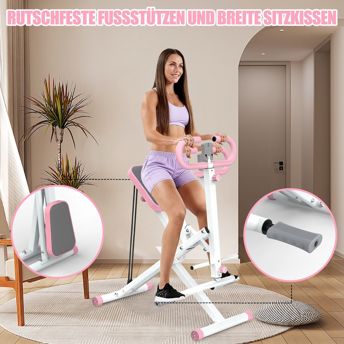 GigaCloud Squat Trainer Fitnessapparaat Opvouwbaar Roze - afbeelding 2