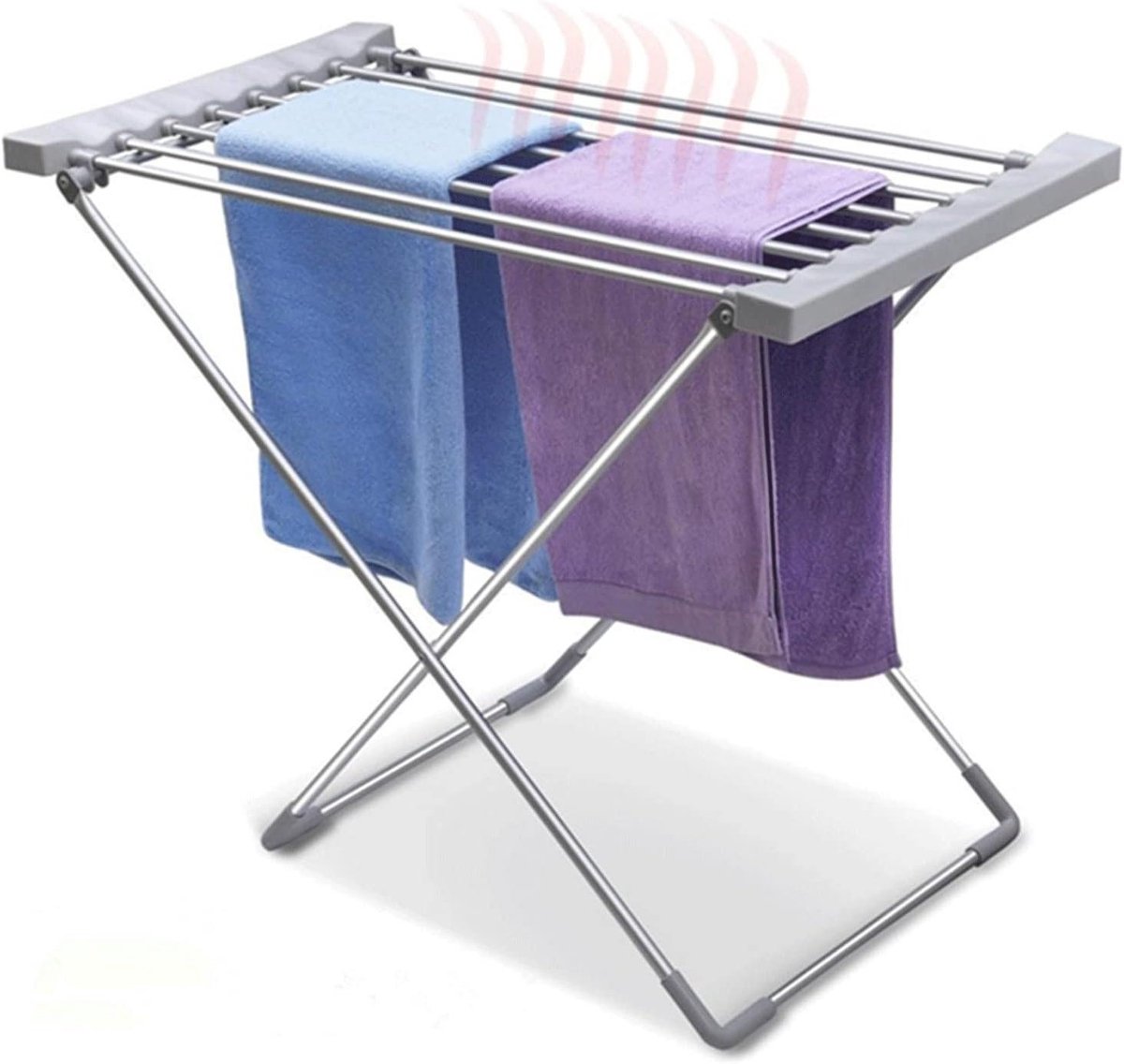 Elektrische Kleding Droogrek Droogmolen Verwarming Snel Kleding Drogen Opvouwbaar & Veilig 7cm Dikte Opgevouwen Zilver