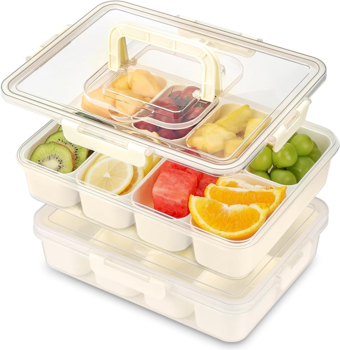 Snackdoos met 8 Compartimenten, Vaatwasmachinebestendig, Ideaal voor Snoep, Fruit, Koekjes en Groenten, Handige Opbergoplossing voor Snacks en Desserts
