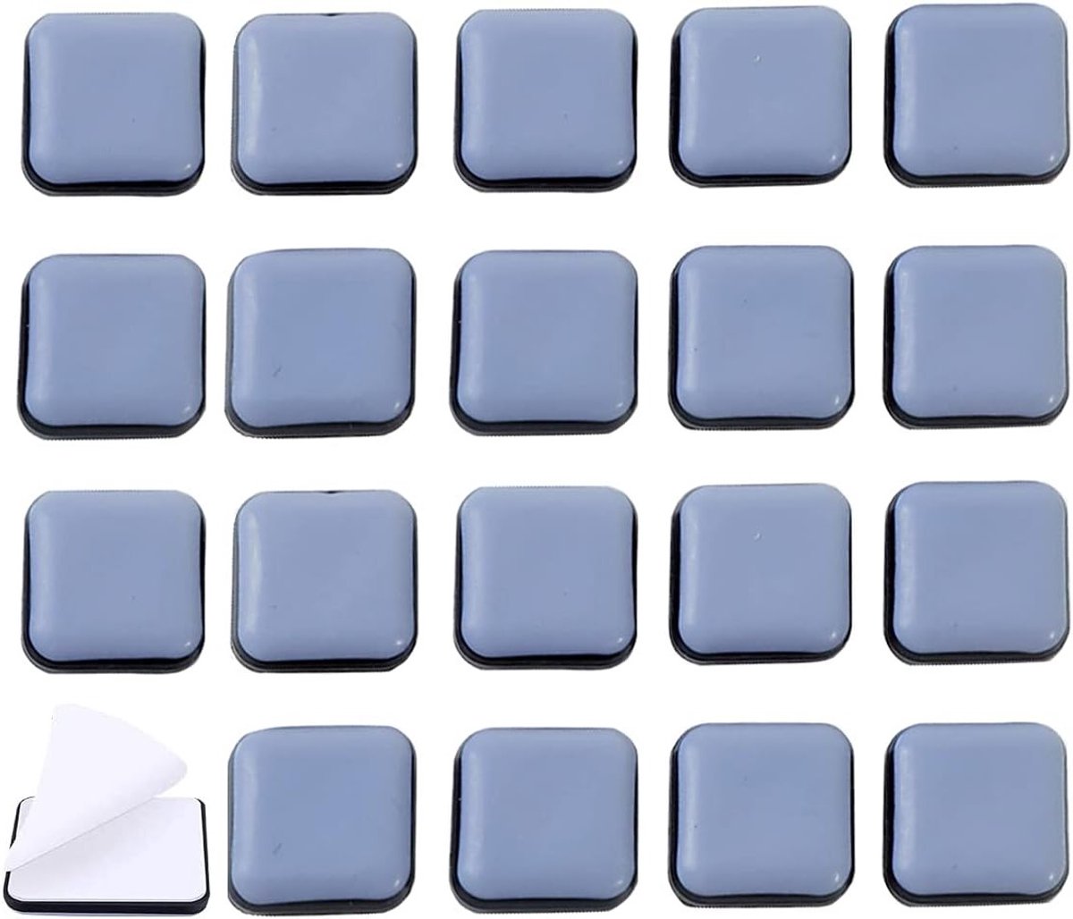Meubelglijders - Vierkante meubelglijders - PTFE teflon - Zelfklevend - Verplaatsen meubels - Vierkant - 25 x 25 mm - Set van 20 - Grijs.
