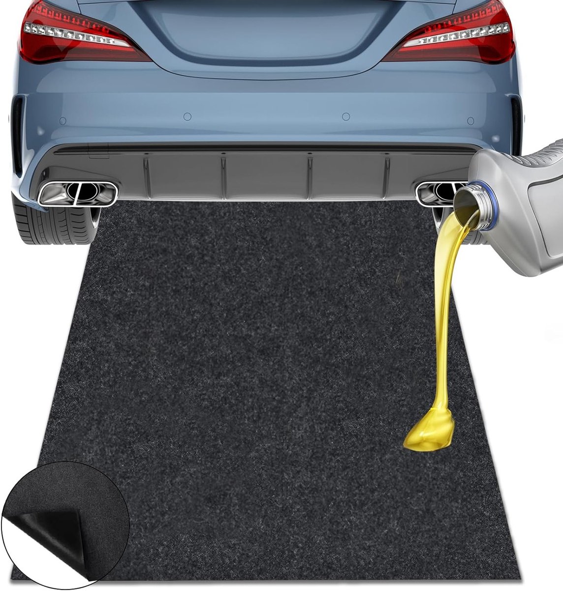 Olieopvangmat 150 x 100 cm voor garage en werkplaats, duurzame en robuuste mat voor auto, snijbare beschermmat tegen olie- en vloeistoflekkages